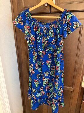 Merona Blue Floral Off-Shoulder Midi Dress